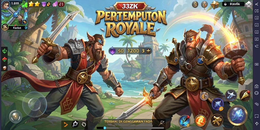 Screenshot gameplay 33ZK menunjukkan aksi Battle Royale yang mendebarkan.