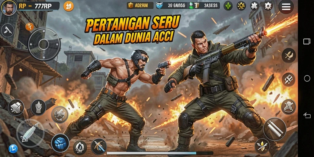 Tampilan screenshot utama 77RP menunjukkan aksi seru dalam permainan.