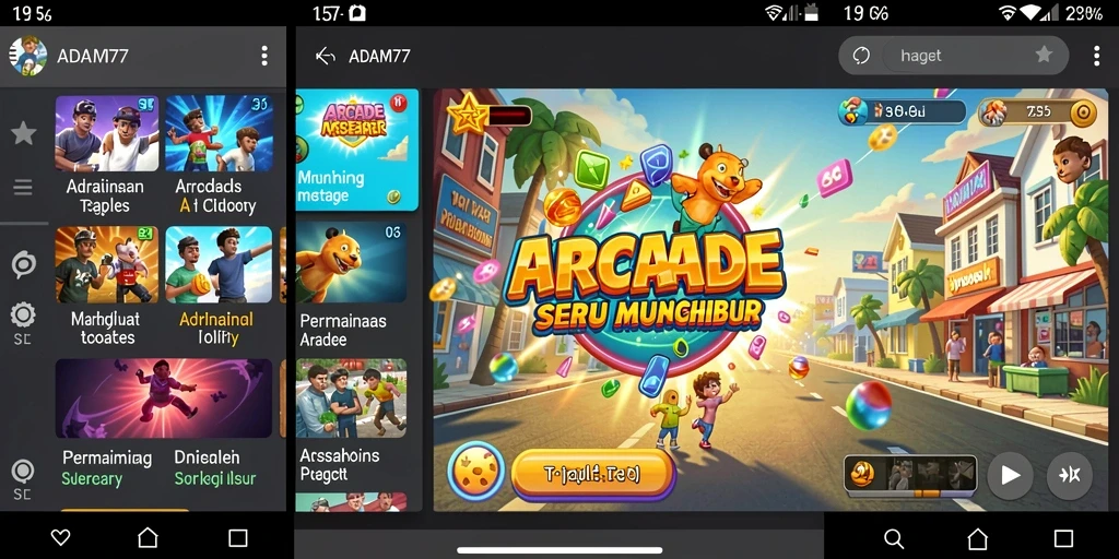 Tampilan gameplay ADAM77 dengan tantangan arcade yang menarik.