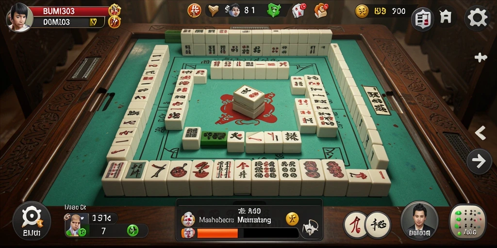 Tampilan gameplay seru BUMI303 dalam menyusun ubin Mahjong.