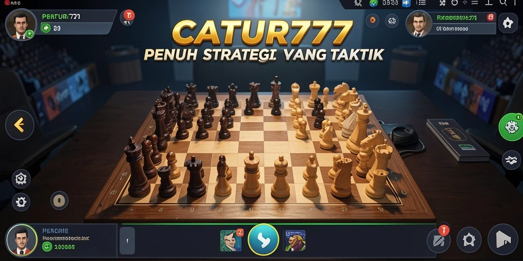 Screenshot menampilkan gameplay catur yang mendebarkan dan strategis di CATUR777.