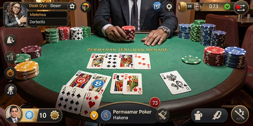 Tampilan gameplay Poker D73 yang memukau dan interaktif.