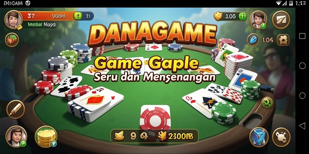 Screenshot utama DANAGAME menampilkan gameplay Gaple yang seru dan interaktif.