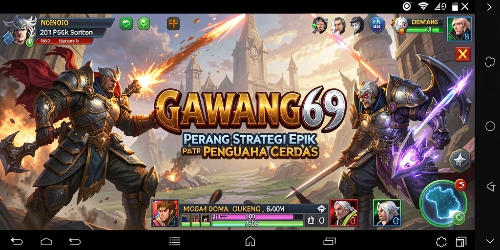 Tampilan gameplay GAWANG69 dengan pertempuran strategi yang mendebarkan.