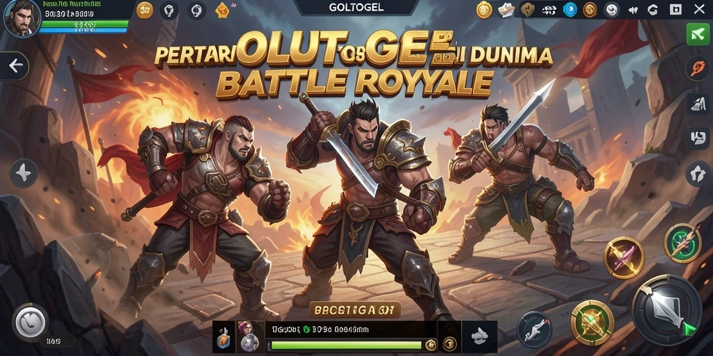 Tampilan gameplay GOLTOGEL dengan aksi Battle Royale yang intens.