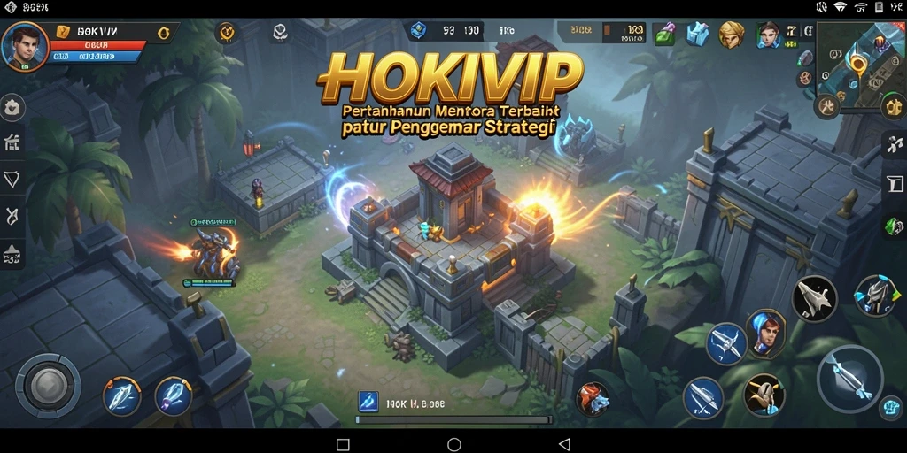 Screenshot gameplay HOKIVIP menampilkan pertahanan yang kuat melawan gelombang musuh.