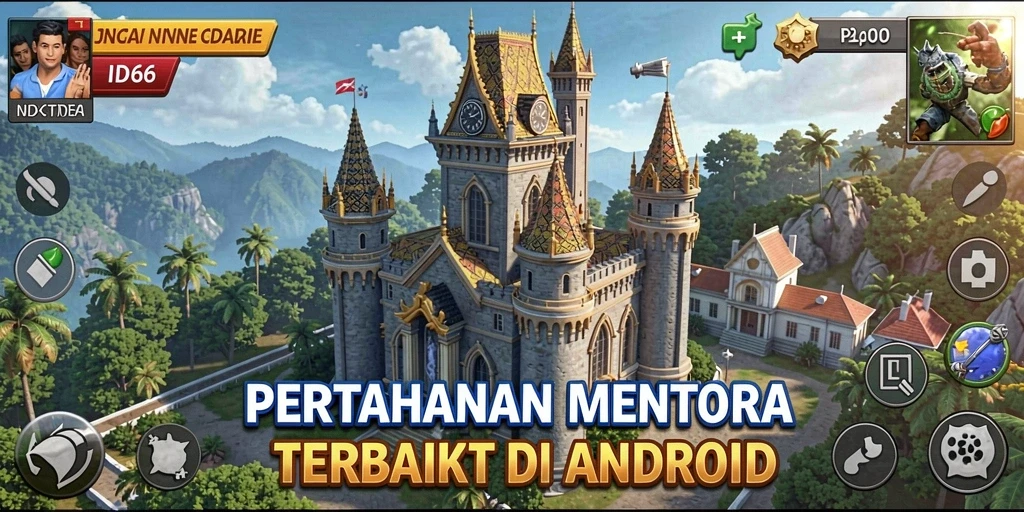 Tampilan menara dan musuh dalam gameplay Tower Defense ID66.