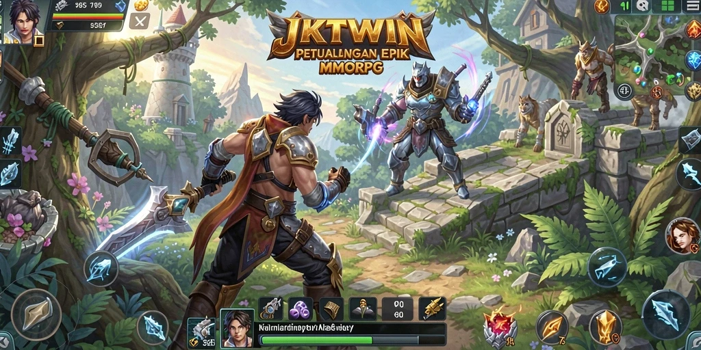 Screenshot gameplay JKTWIN menampilkan aksi seru dalam pertempuran MMORPG.