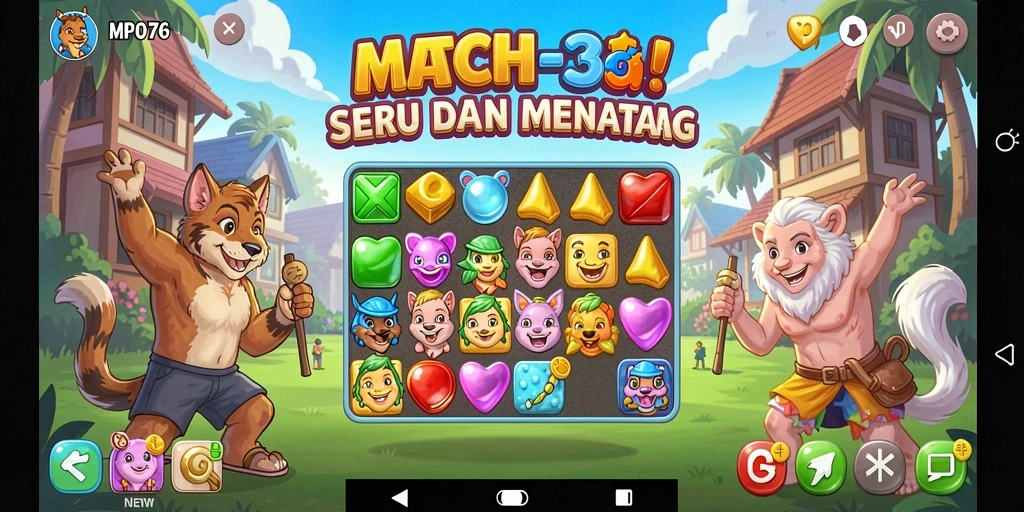 Gameplay Match-3 yang seru dengan efek visual menarik.
