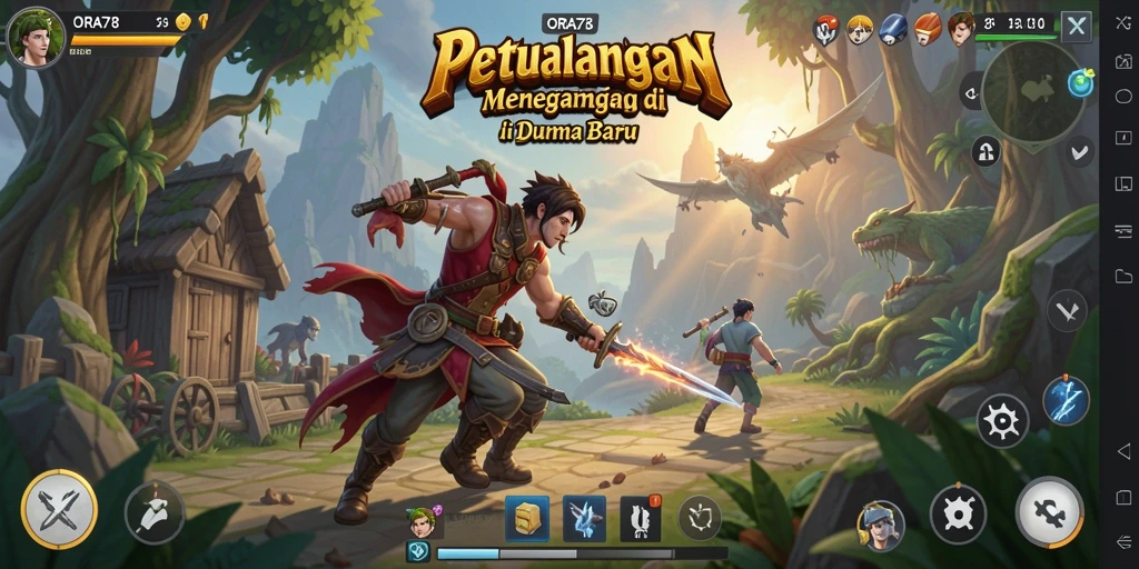 Tampilan gameplay ORA78 yang penuh aksi dan petualangan.