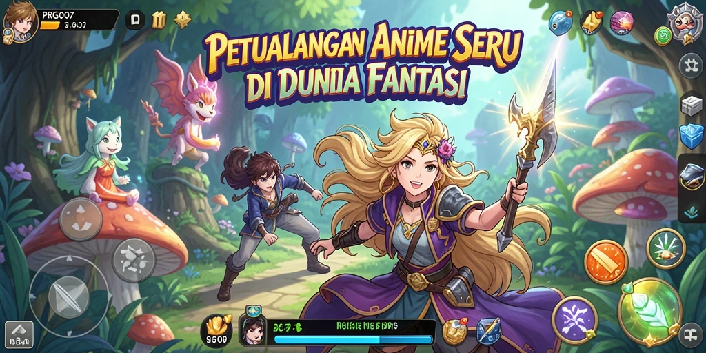 Tampilan screenshot utama PRG007 yang menunjukkan aksi permainan Anime.