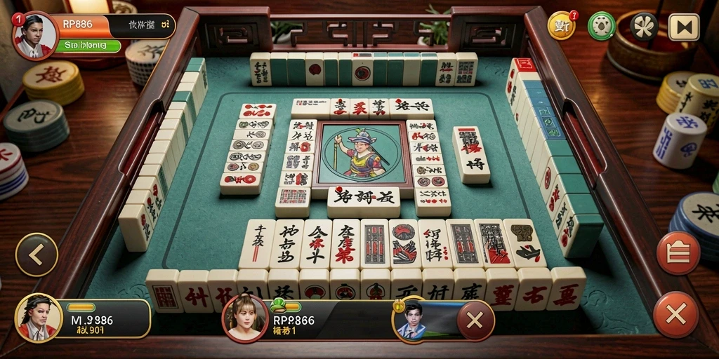 Screenshot RP886 yang menampilkan gameplay Mahjong yang seru.