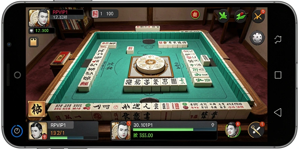 Screenshot gameplay RPVIP1 menampilkan papan Mahjong yang menarik dan penuh warna.