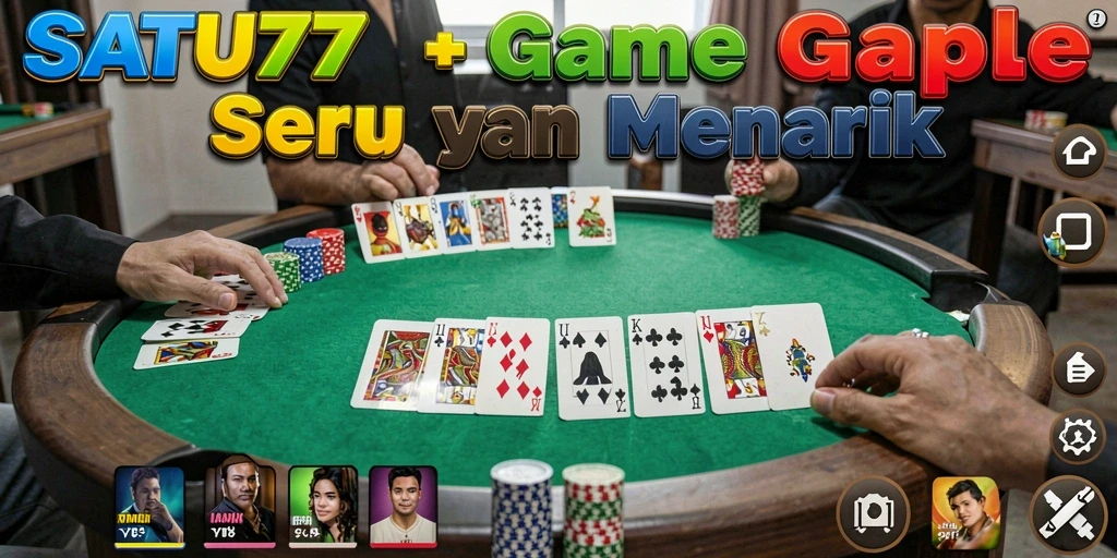 Tampilan gameplay Gaple yang seru dan mengasyikkan di SATU77.