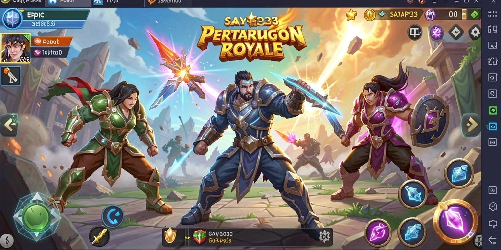 Tangkapan layar utama SAYAP33 menampilkan aksi pertempuran seru dalam Battle Royale.