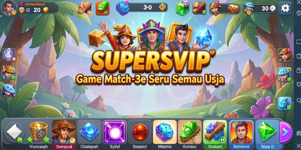Gameplay Match-3 yang seru dan penuh warna dari SUPERSVIP.