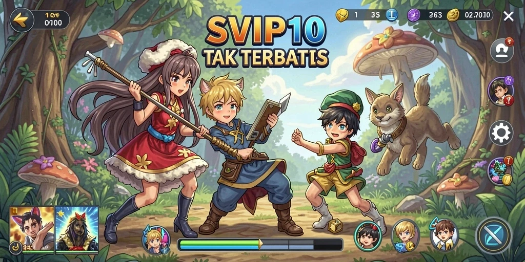 Tangkapan layar utama SVIP10 menampilkan karakter anime dalam aksi seru.