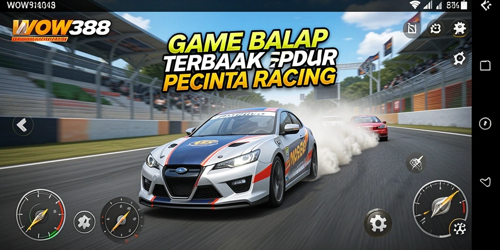 Screenshot WOW388 menunjukkan aksi balap seru di jalanan kota.