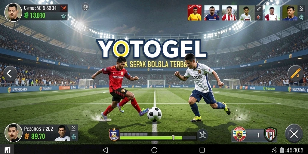 Tampilan gameplay YOTOGEL yang mendebarkan di lapangan sepak bola.
